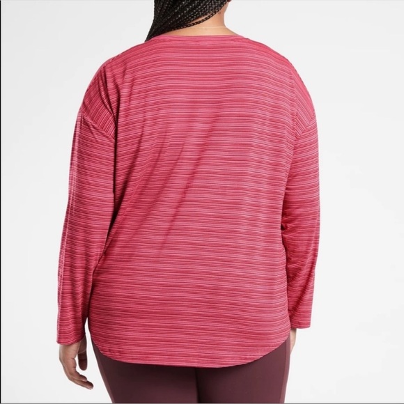 Athleta Cloudlight Stratus Striped Top Pink Red Size XL - Picture 3 of 9